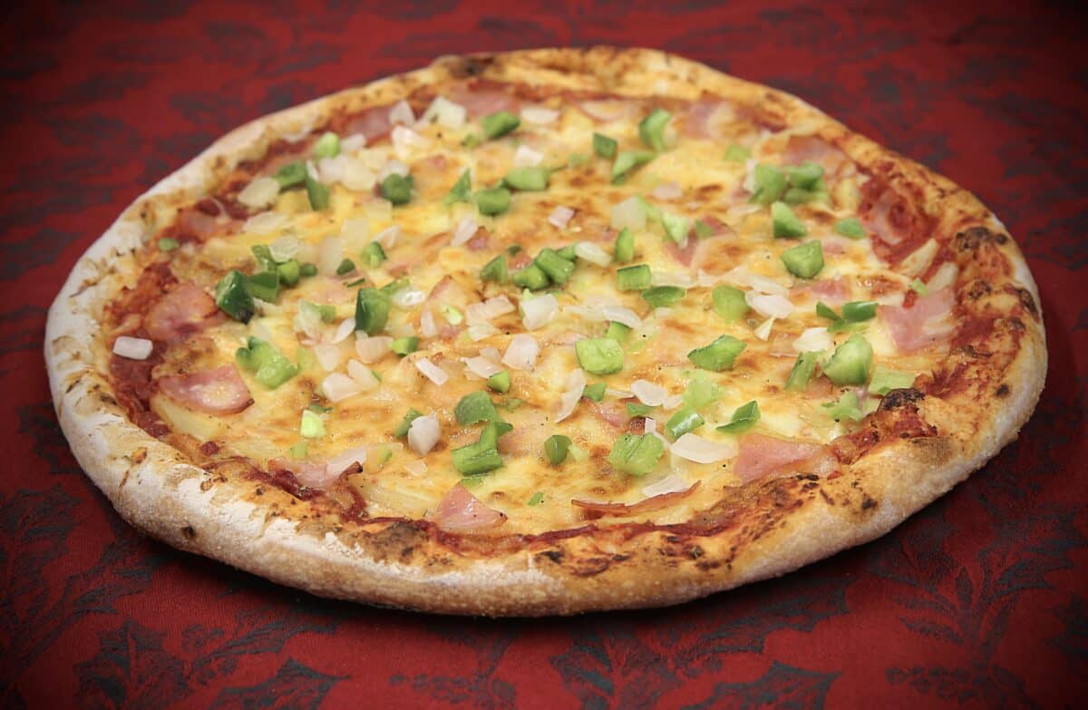 The Hawaiian - Cheese, Canadian Bacon, Pineapple, Green Peppers, & Onion